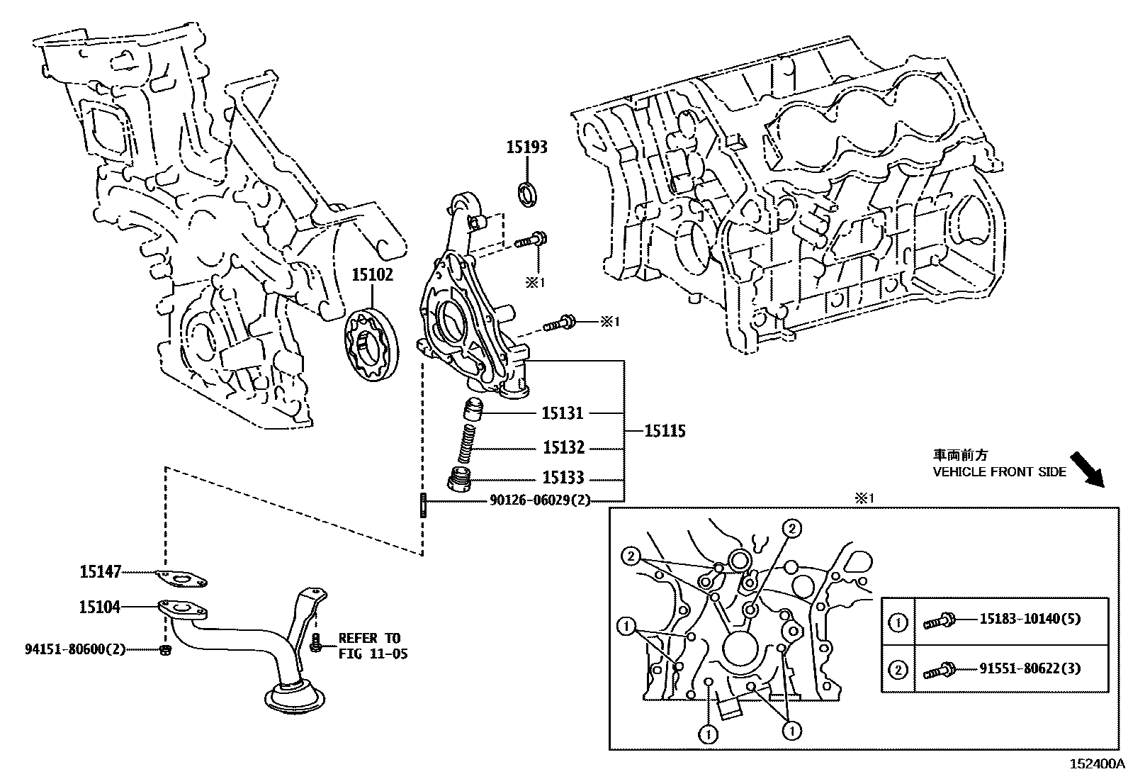 Toyota CAMRY Engine Oil Pump EPC diagram — 152400A