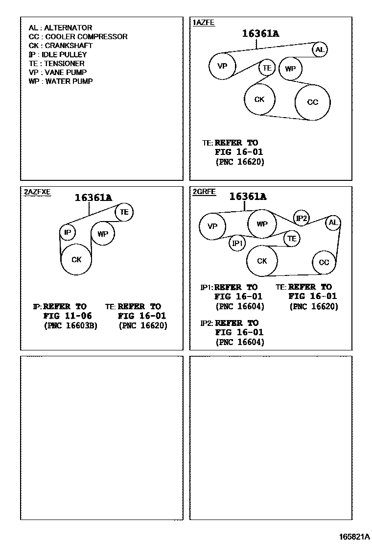 Toyota CAMRY V-Belt EPC diagram — 165821A