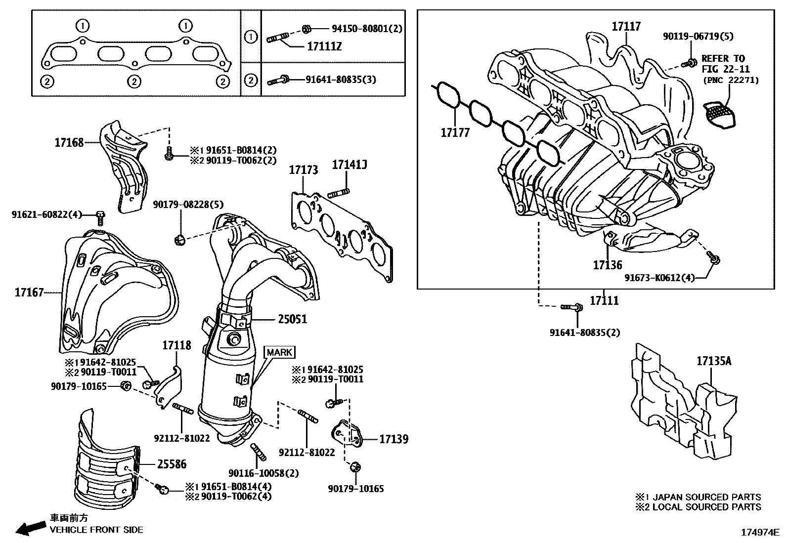 Toyota CAMRY Manifold EPC diagram — 174974E