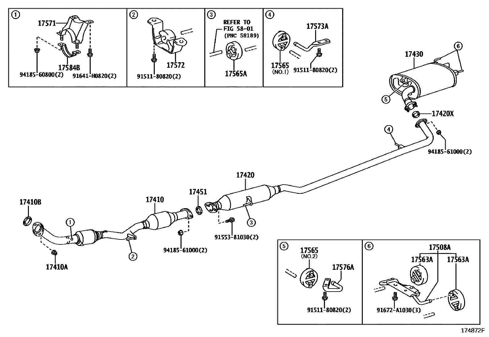 Toyota CAMRY Exhaust Pipe EPC diagram — 174872F