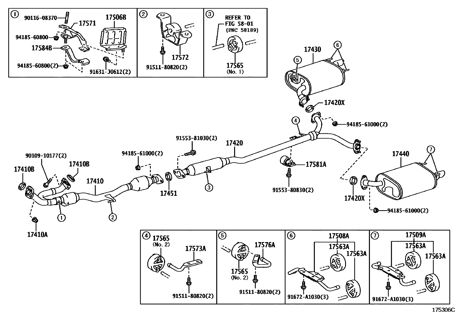 Toyota CAMRY Exhaust Pipe EPC diagram — 175306C