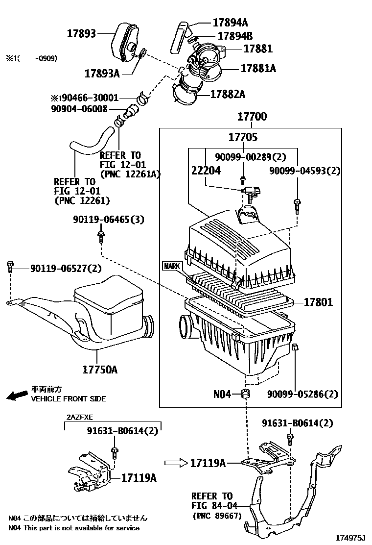 Toyota CAMRY Air Cleaner EPC diagram — 174975J