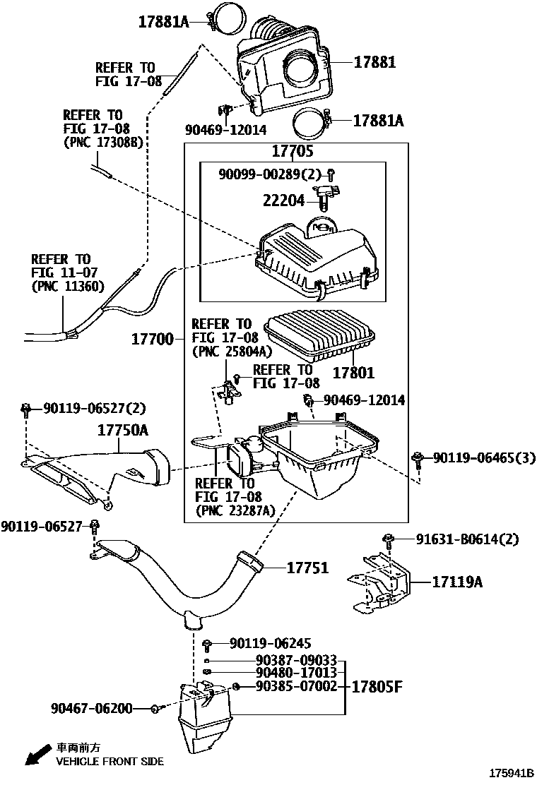 Toyota CAMRY Air Cleaner EPC diagram — 175941B