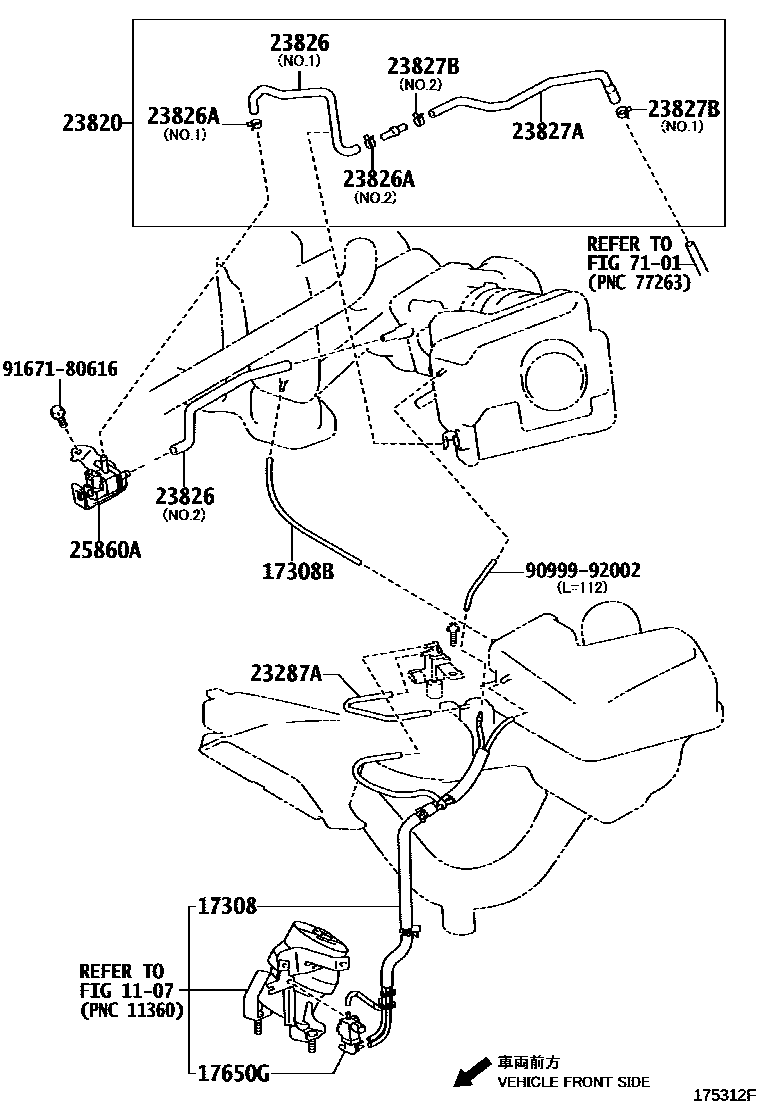 Toyota CAMRY vacuum tube EPC diagram — 175312F