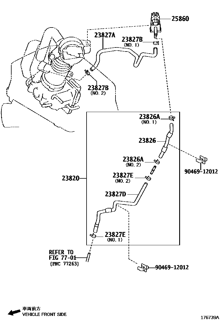 Toyota CAMRY vacuum tube EPC diagram — 176739A