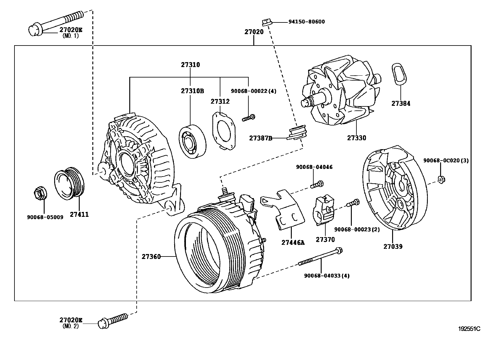 Toyota CAMRY Alternator EPC diagram — 192551C