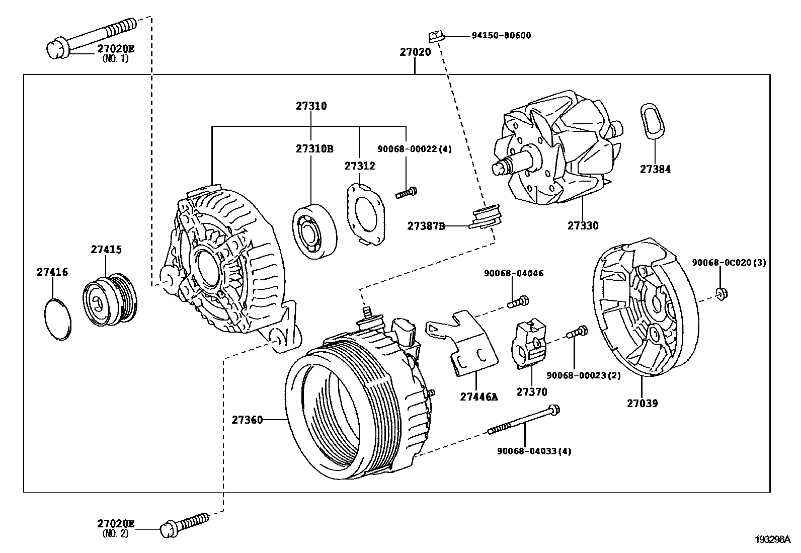 Toyota CAMRY Alternator EPC diagram — 193298A