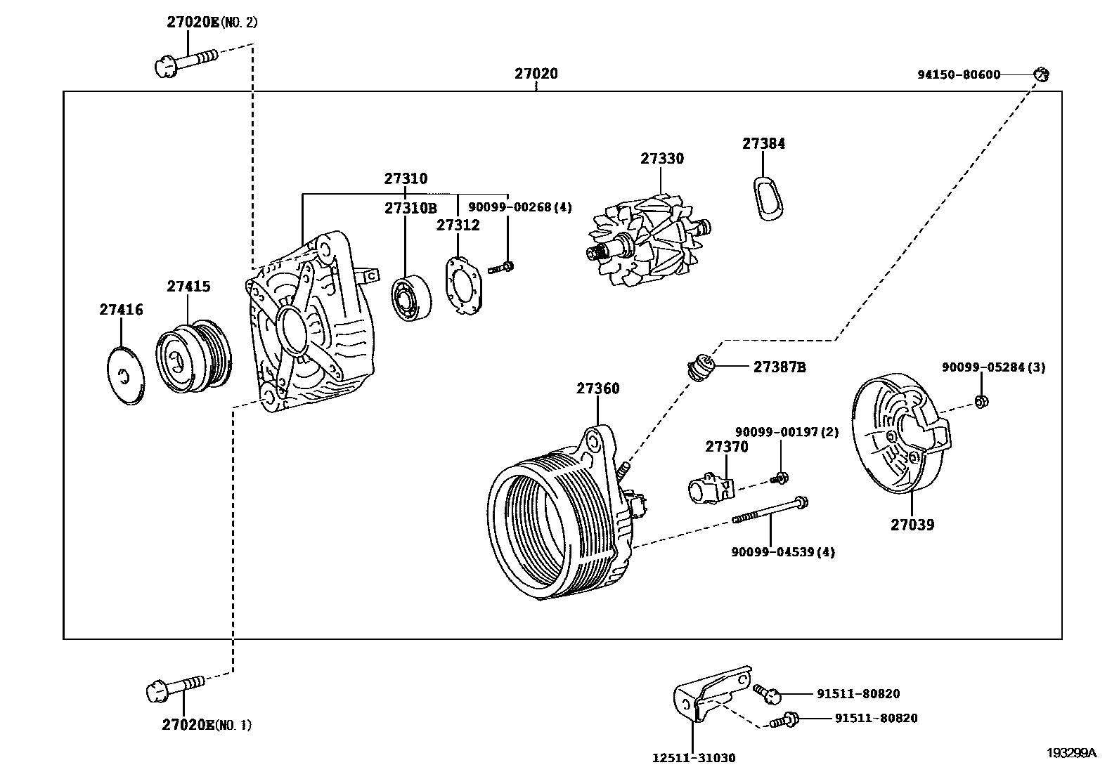Toyota CAMRY Alternator EPC diagram — 193299A