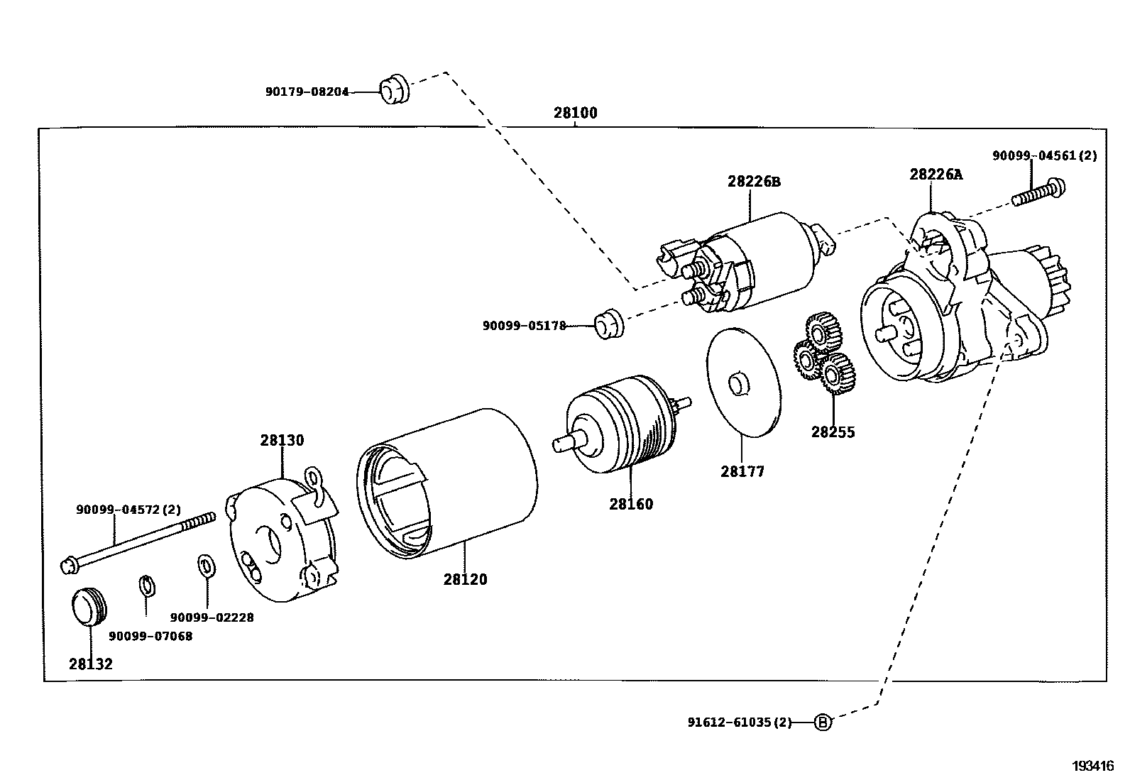 Toyota CAMRY 起动机 EPC diagram — 193416