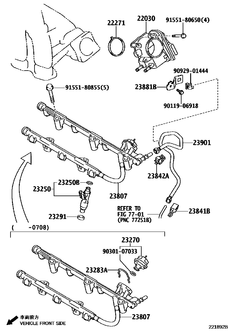 Toyota CAMRY 燃油喷射系统 EPC diagram — 221892B