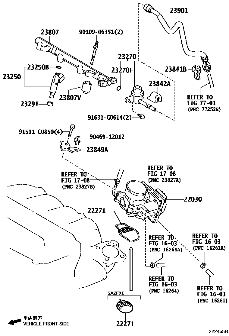 Toyota CAMRY 燃油喷射系统 EPC diagram — 222465B