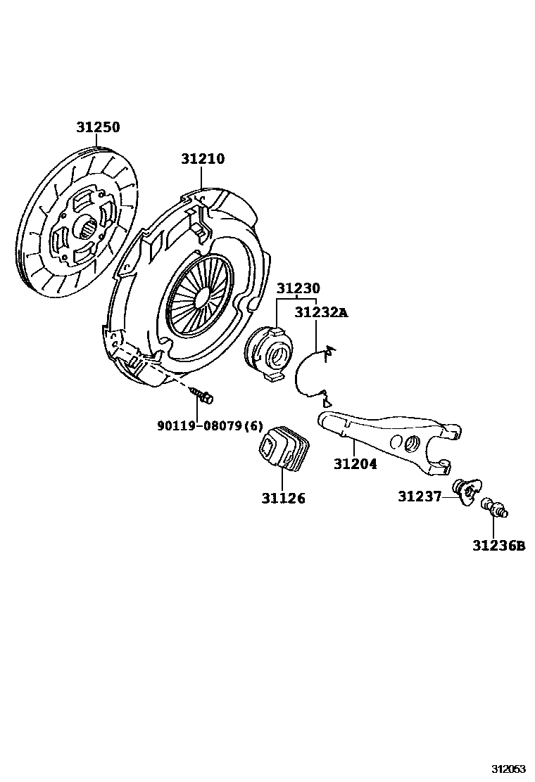 Toyota CAMRY 离合器和分离叉 EPC diagram — 312053