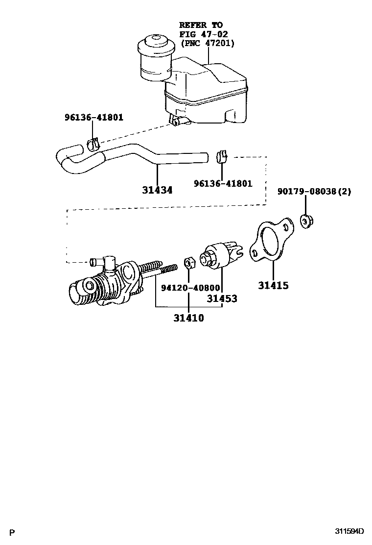 Toyota CAMRY 离合器总泵 EPC diagram — 311594D