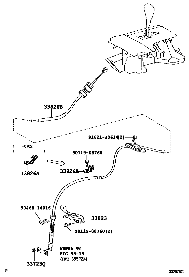 Toyota CAMRY Shift Lever & Retainer EPC diagram — 332975C
