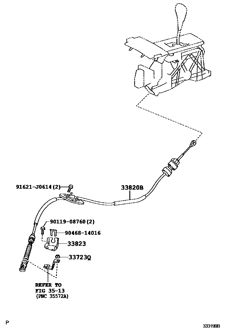 Toyota CAMRY Shift Lever & Retainer EPC diagram — 333199B