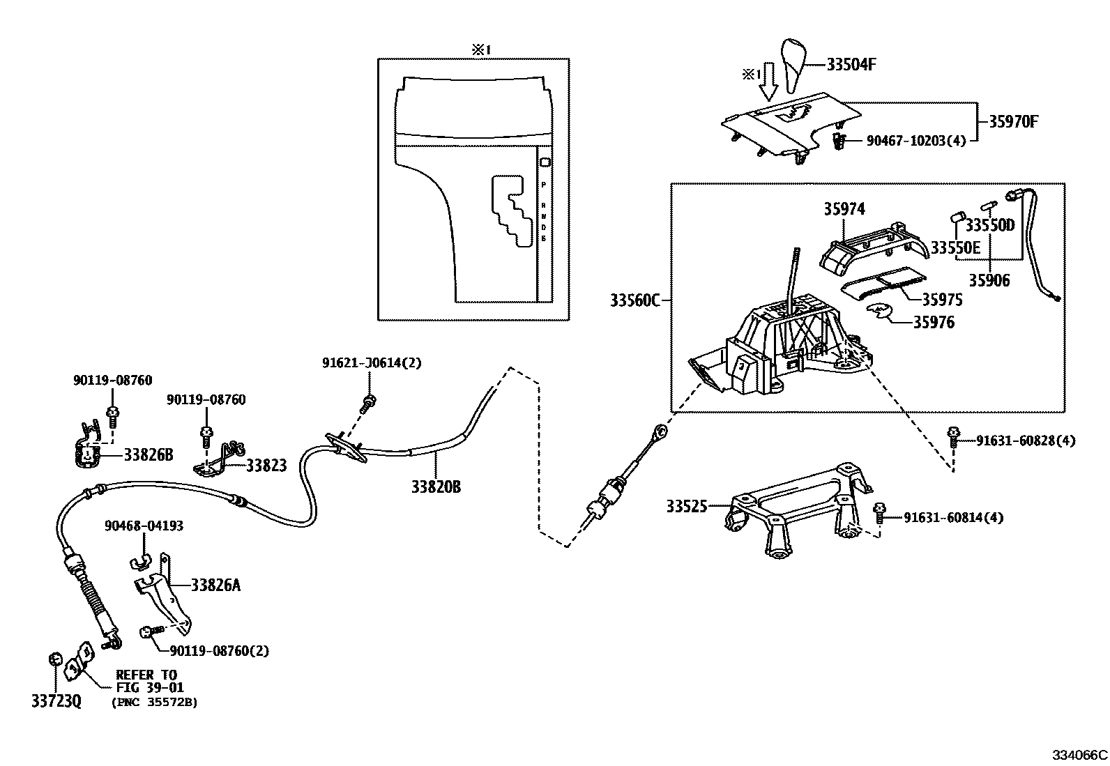 Toyota CAMRY Shift Lever & Retainer EPC diagram — 334066C