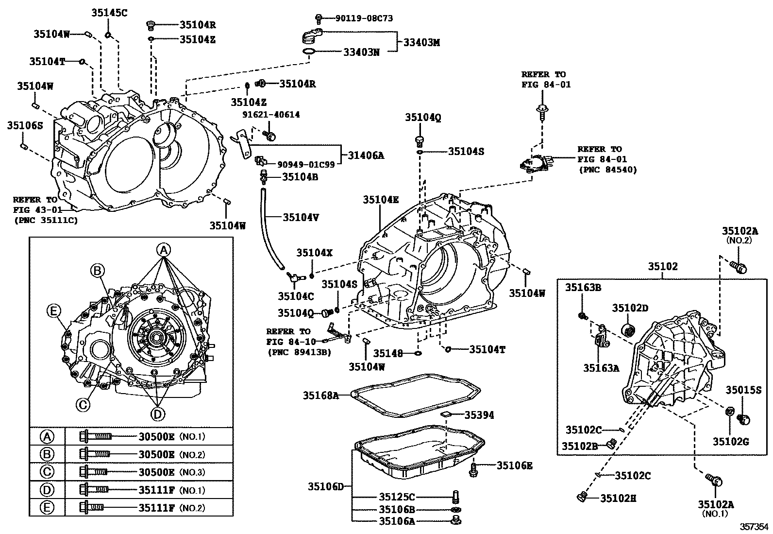 Toyota CAMRY 变速器壳和油底壳(ATM) EPC diagram — 357354