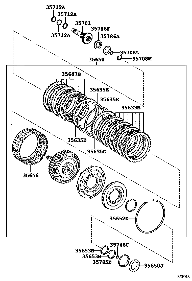 Toyota CAMRY 制动带和多片式离合器(ATM) EPC diagram — 357013