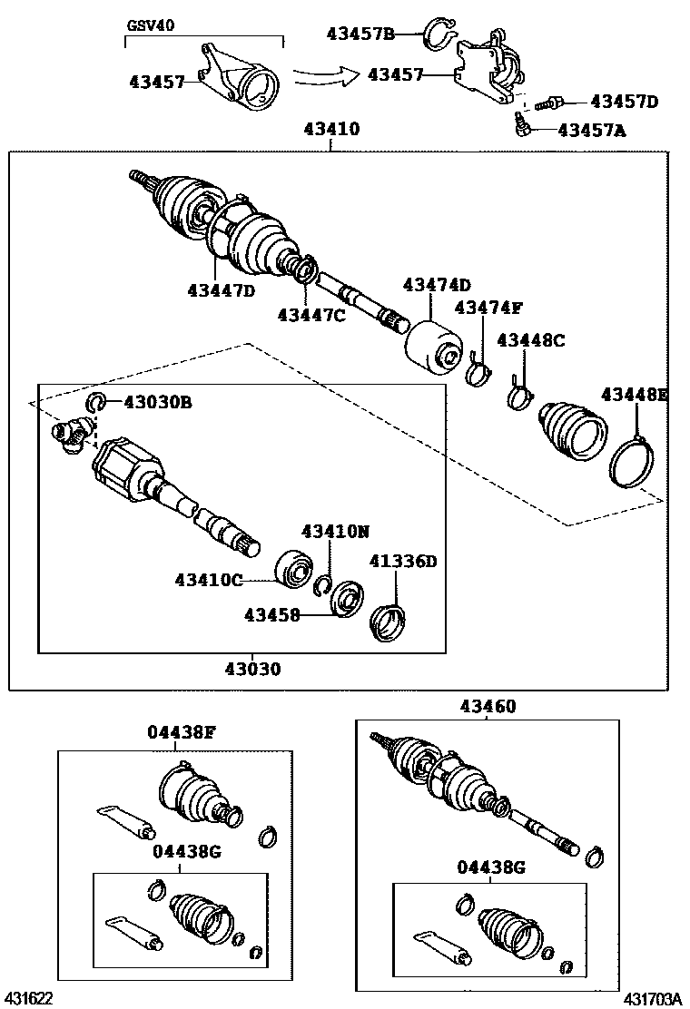 Toyota CAMRY Front Drive Shaft EPC diagram — 431703A