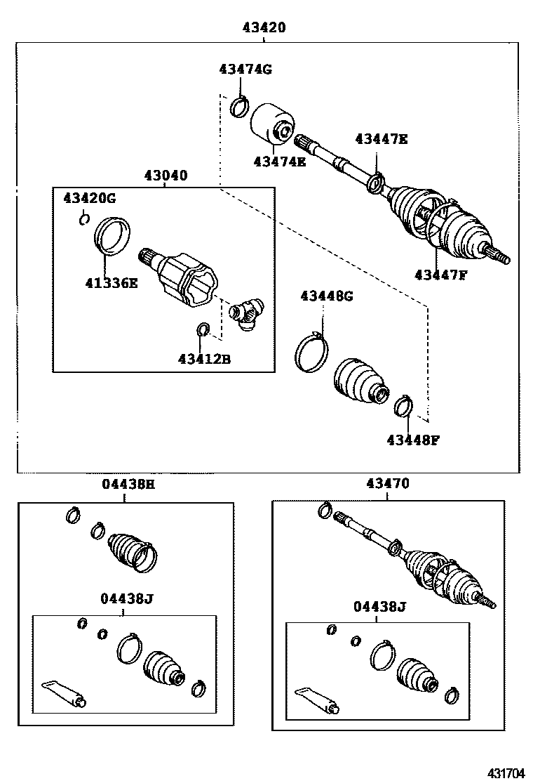 Toyota CAMRY Front Drive Shaft EPC diagram — 431704