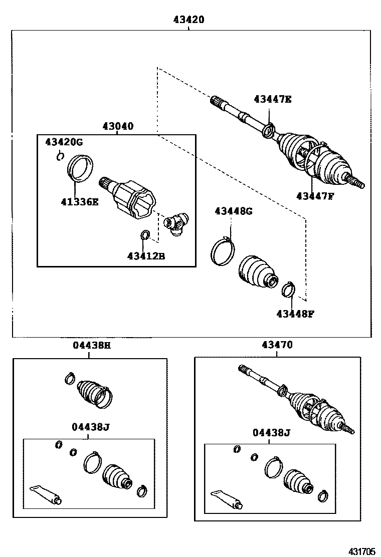 Toyota CAMRY Front Drive Shaft EPC diagram — 431705