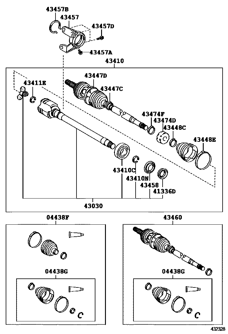 Toyota CAMRY Front Drive Shaft EPC diagram — 432328
