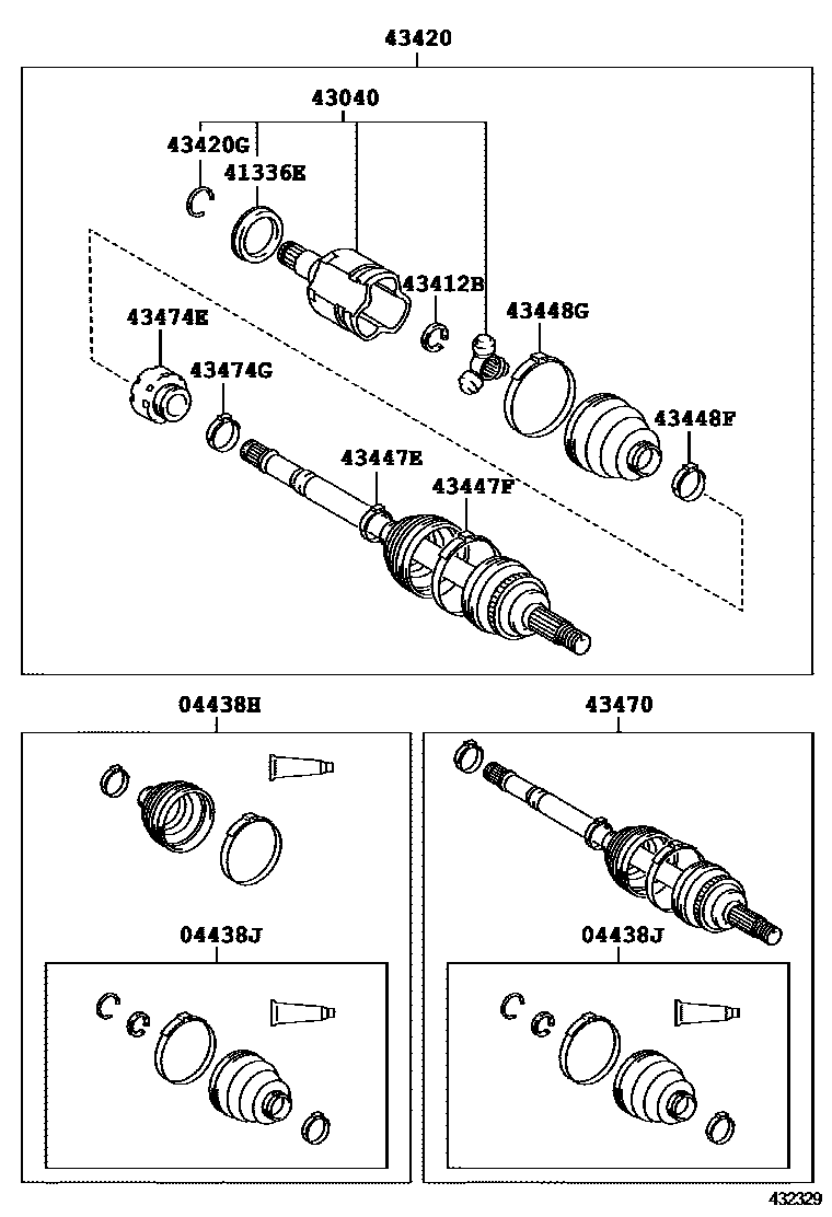 Toyota CAMRY Front Drive Shaft EPC diagram — 432329