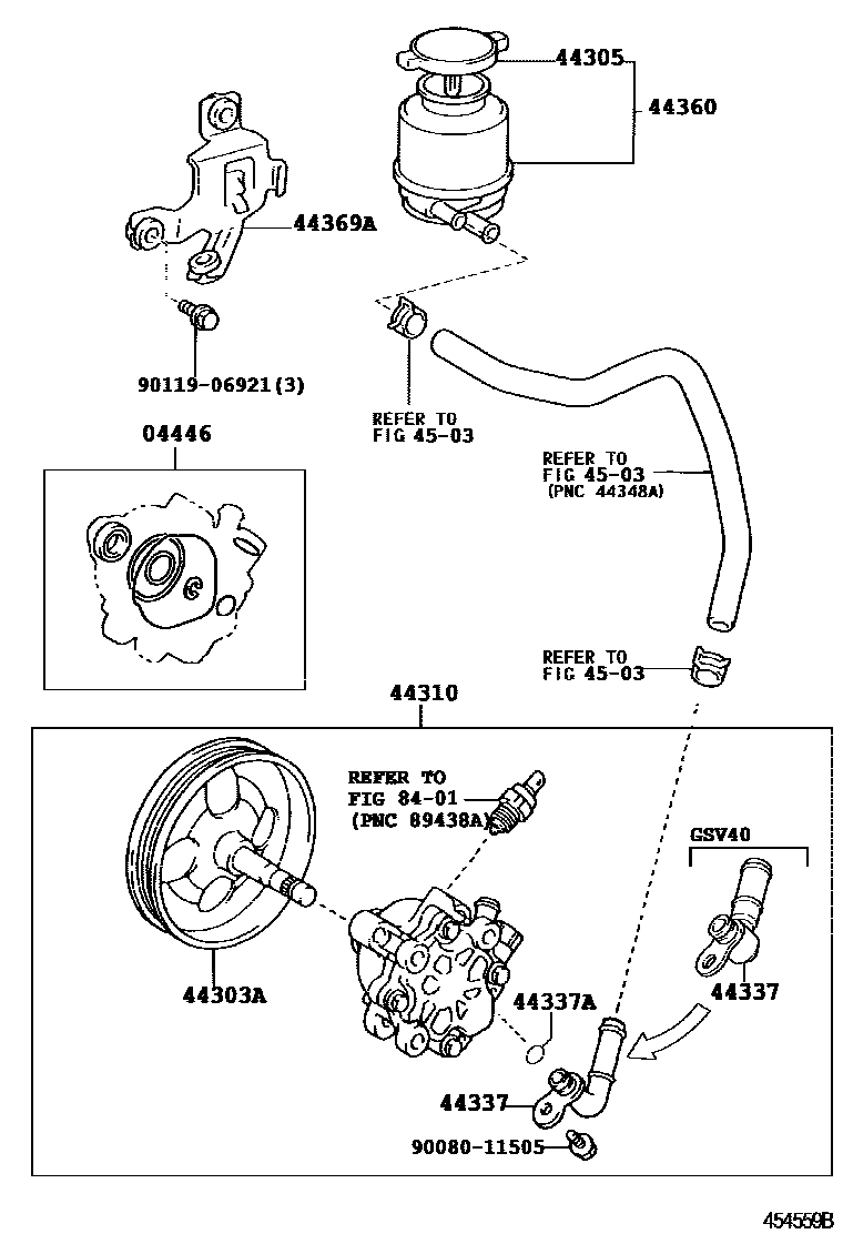 Toyota CAMRY 叶片泵和储油罐(动力转向) EPC diagram — 454559B