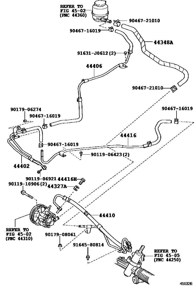Toyota CAMRY 动力转向配管 EPC diagram — 455326