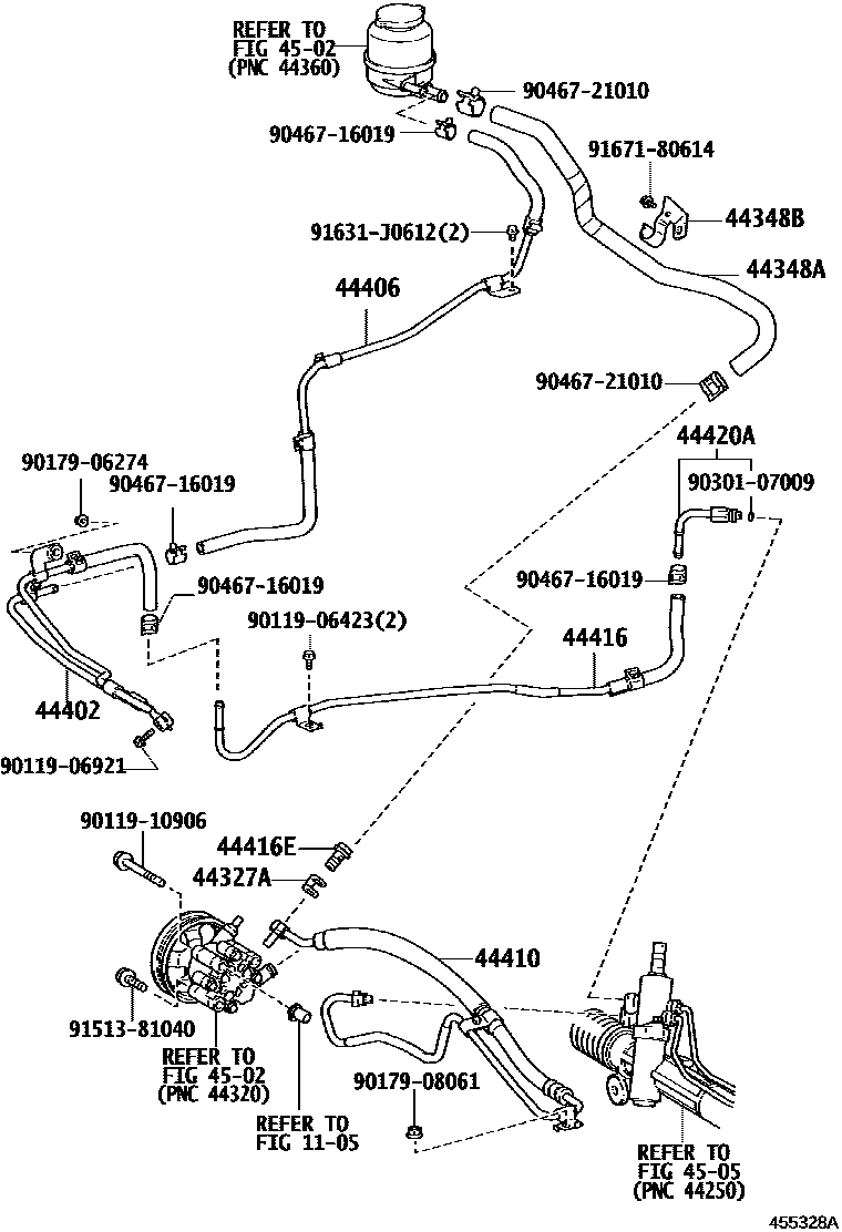 Toyota CAMRY 动力转向配管 EPC diagram — 455328A