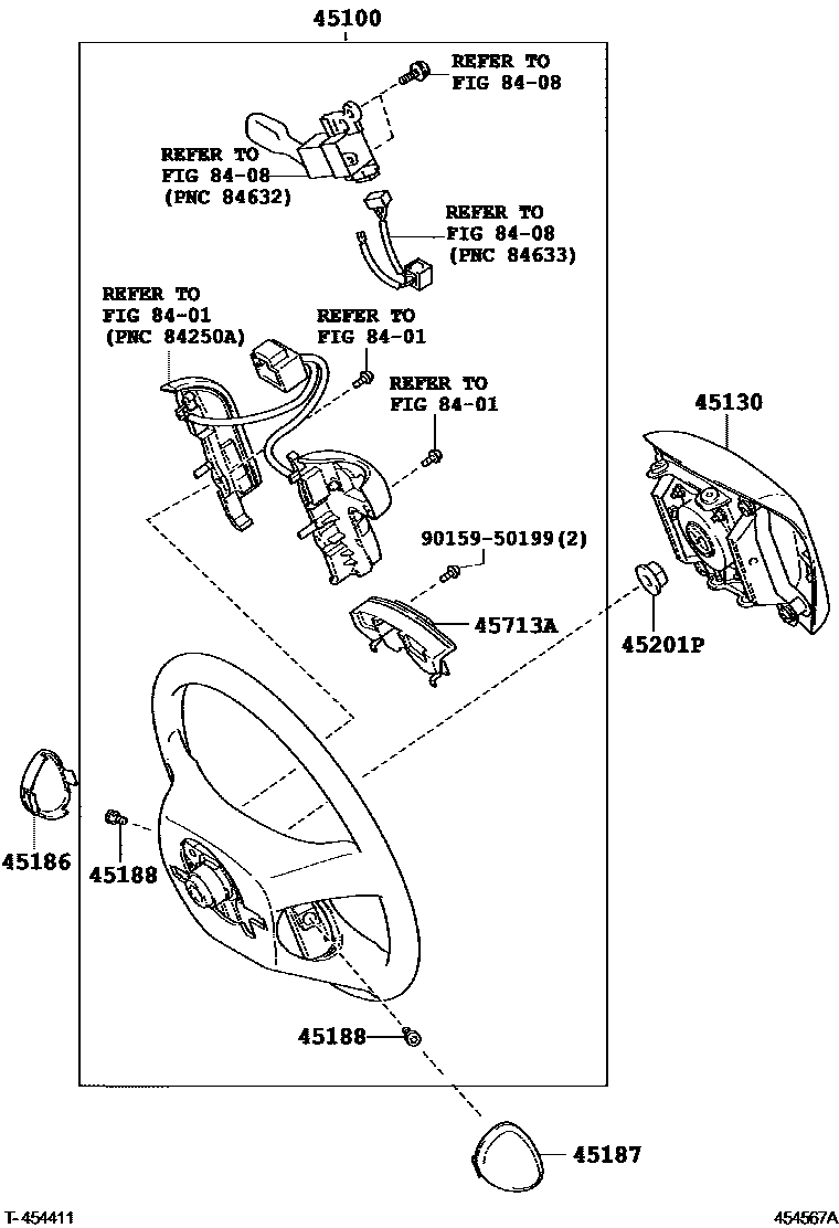 Toyota CAMRY Steering Wheel EPC diagram — 454567A
