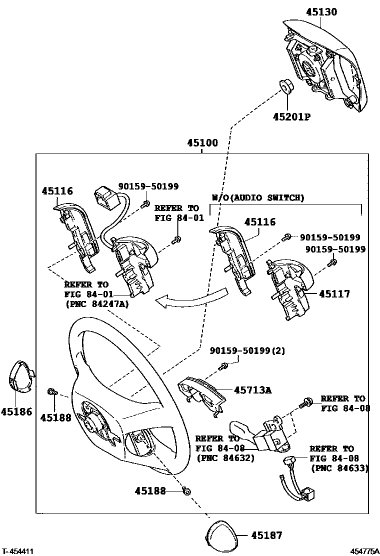 Toyota CAMRY Steering Wheel EPC diagram — 454775A
