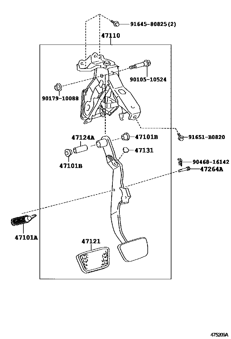Toyota CAMRY Brake Pedal & Bracket EPC diagram — 475209A