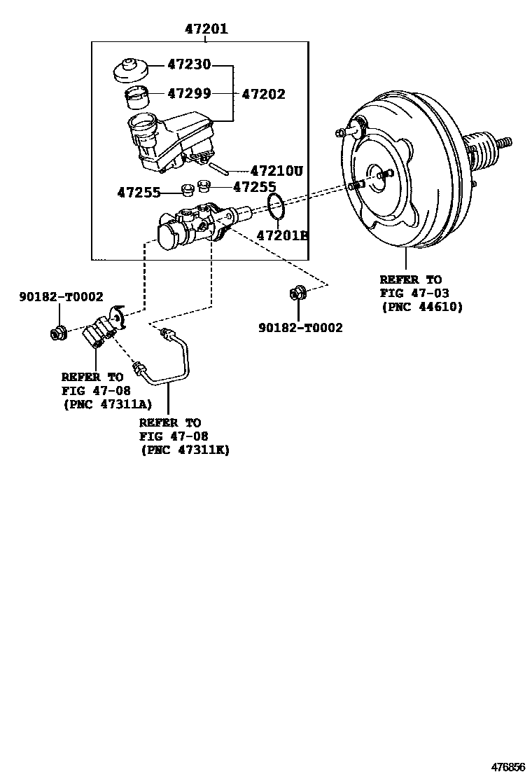 Toyota CAMRY 制动总泵 EPC diagram — 476856