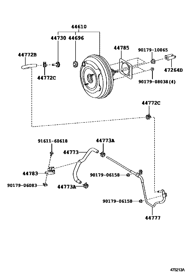 Toyota CAMRY 制动助力器和真空管 EPC diagram — 475213A