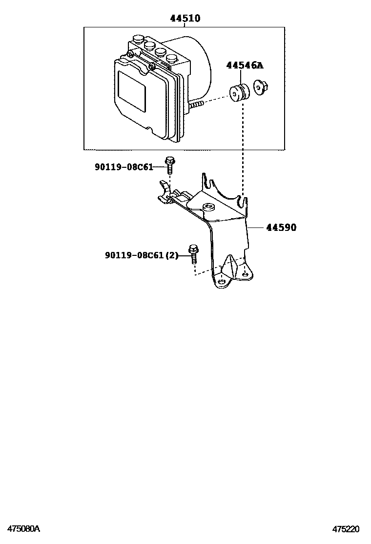 Toyota CAMRY 制动配管和卡箍 EPC diagram — 475220