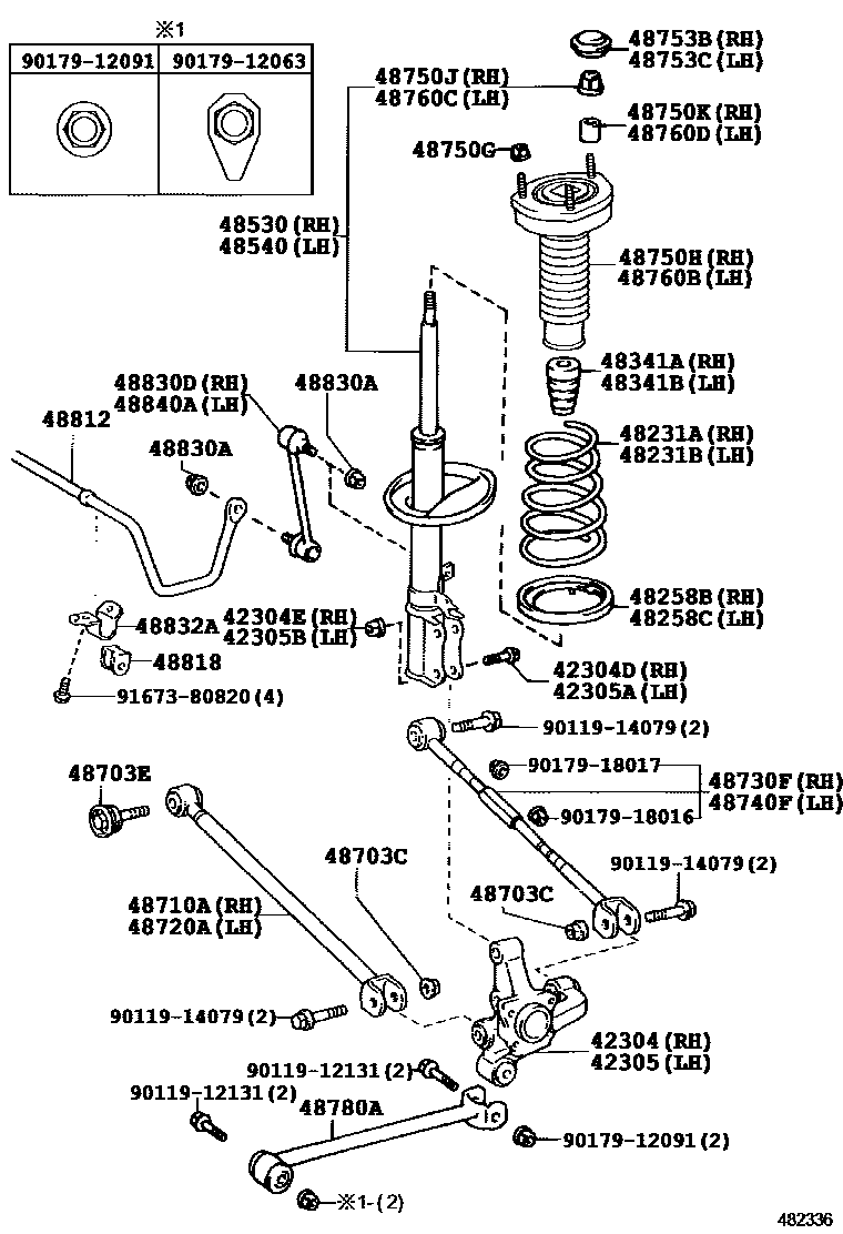 Toyota CAMRY Rear Spring & Shock Absorber EPC diagram — 482336