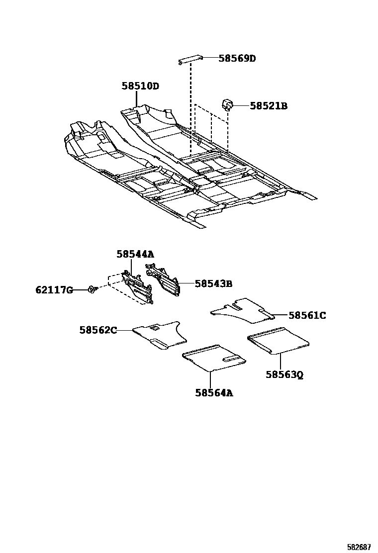 Toyota CAMRY 地板垫和地毯 EPC diagram — 582687