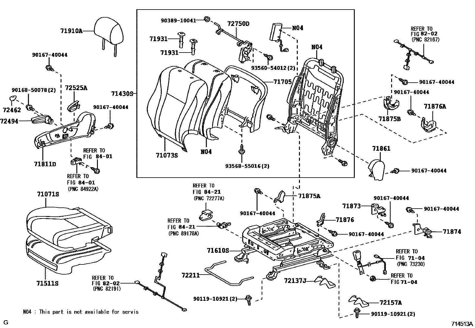 Toyota CAMRY 前排座椅和座椅滑轨 EPC diagram — 714513A