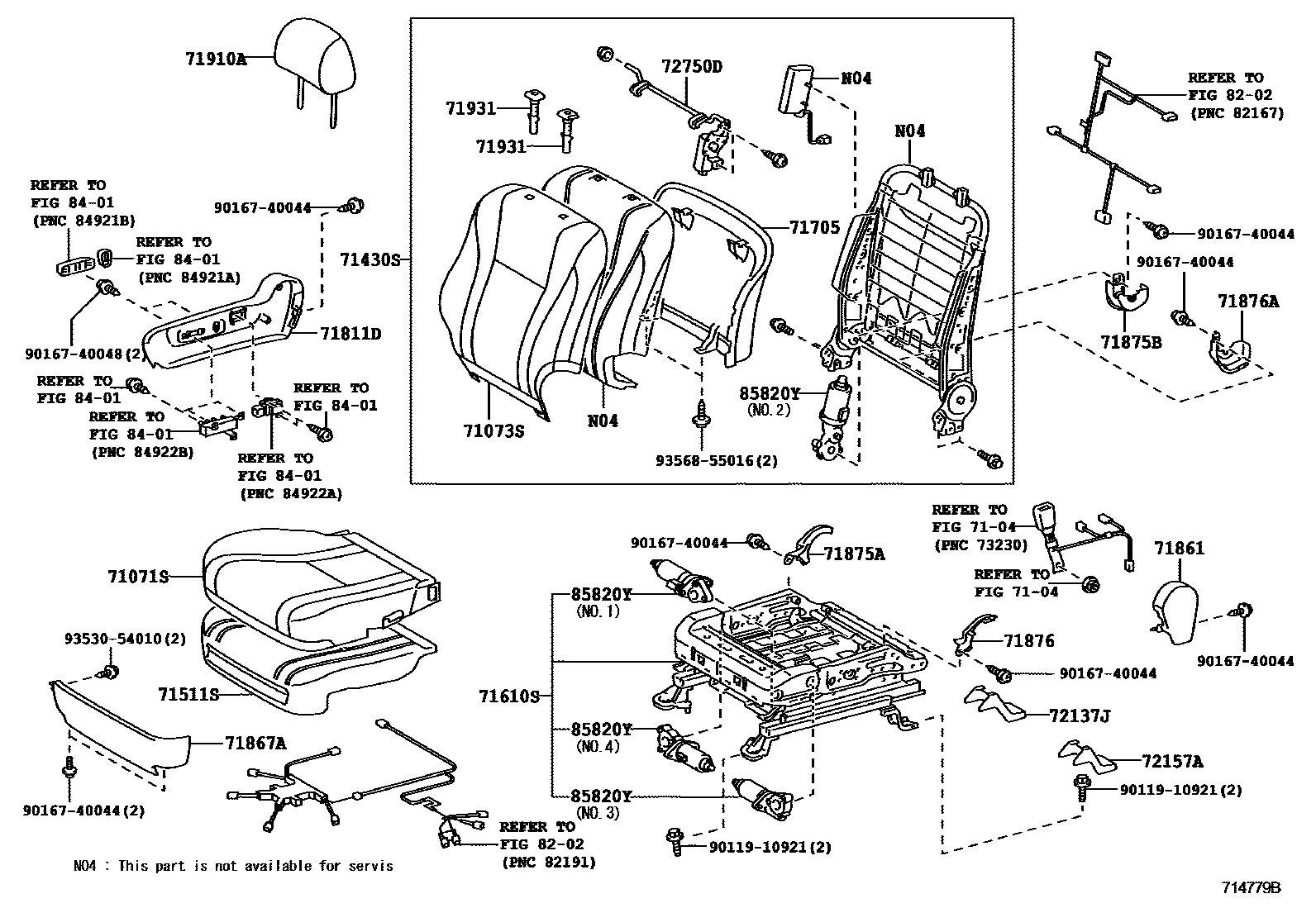 Toyota CAMRY 前排座椅和座椅滑轨 EPC diagram — 714779B