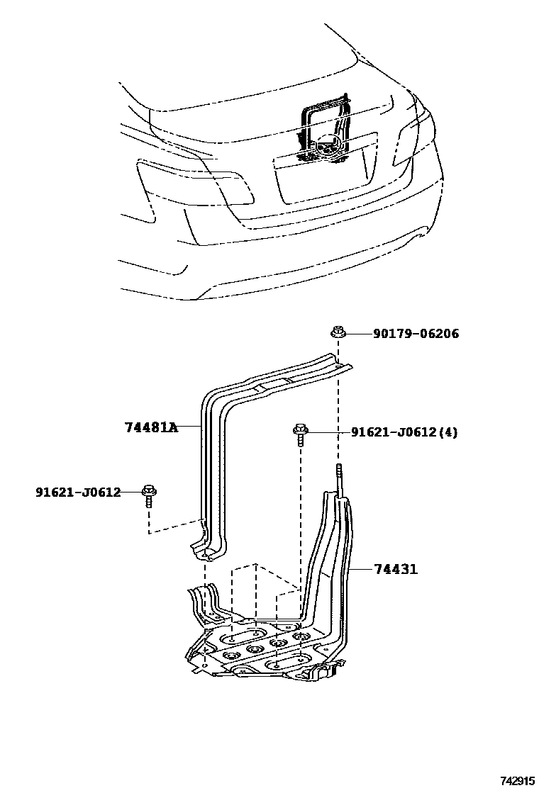 Toyota CAMRY battery holder EPC diagram — 742915
