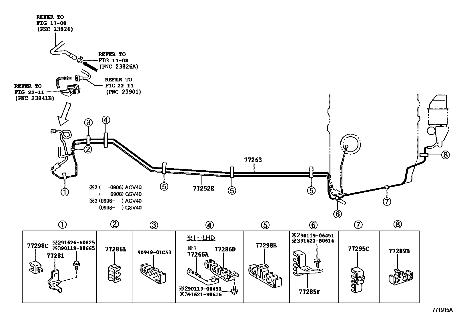 Toyota CAMRY 燃油箱和燃油管 EPC diagram — 771915A