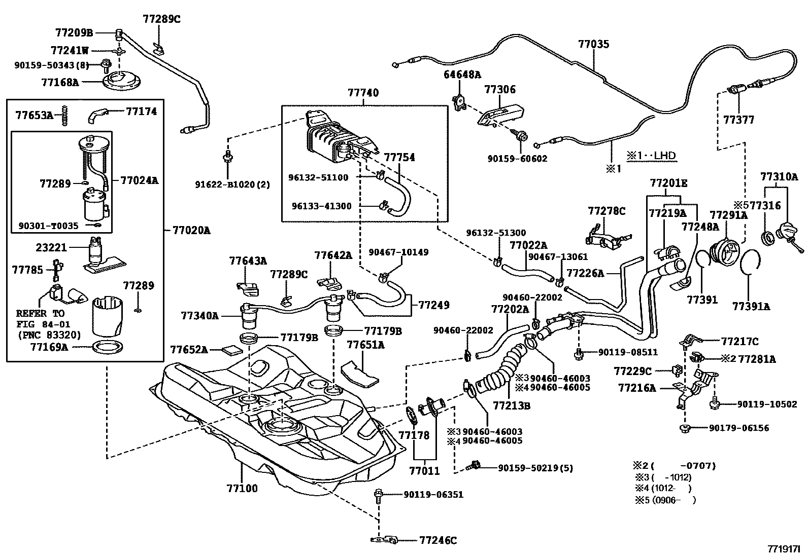 Toyota CAMRY 燃油箱和燃油管 EPC diagram — 771917I