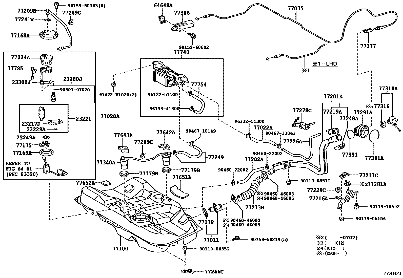 Toyota CAMRY 燃油箱和燃油管 EPC diagram — 772042J
