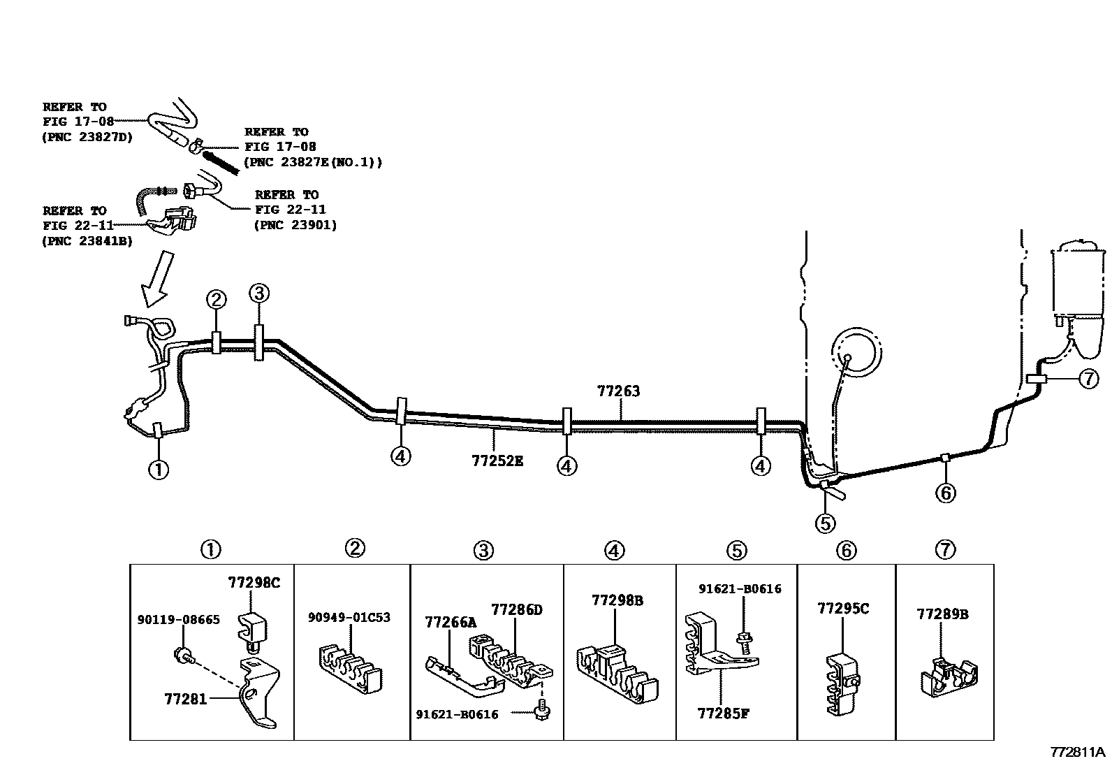 Toyota CAMRY 燃油箱和燃油管 EPC diagram — 772811A