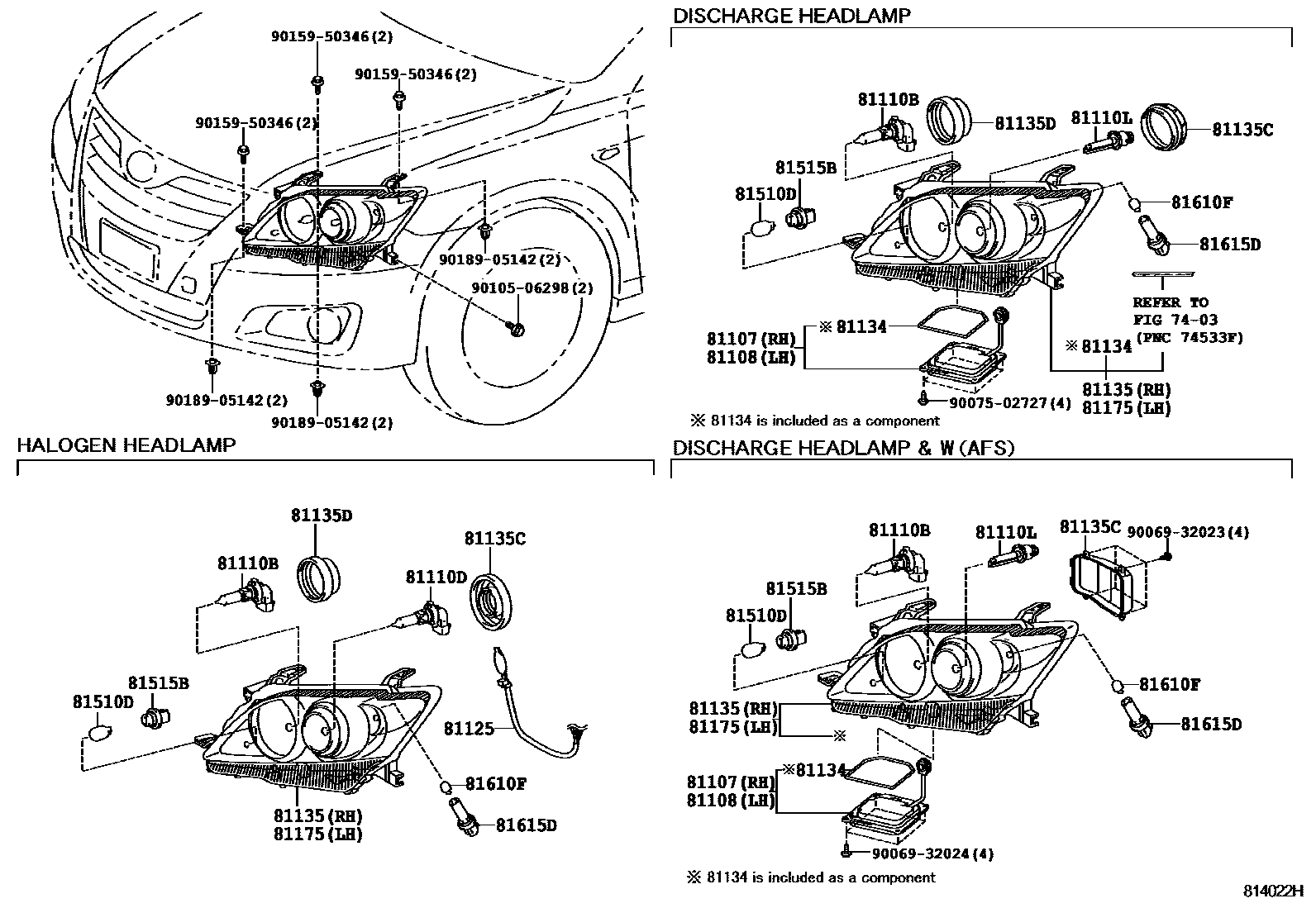 Toyota CAMRY Headlamp EPC diagram — 814022H