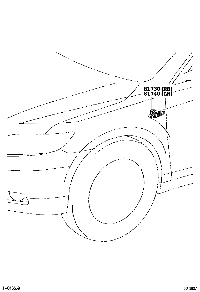Toyota CAMRY Side Turn Signal & Outer Mirror Lamp EPC diagram — 813807