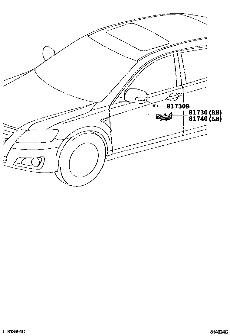 Toyota CAMRY Side Turn Signal & Outer Mirror Lamp EPC diagram — 814024C