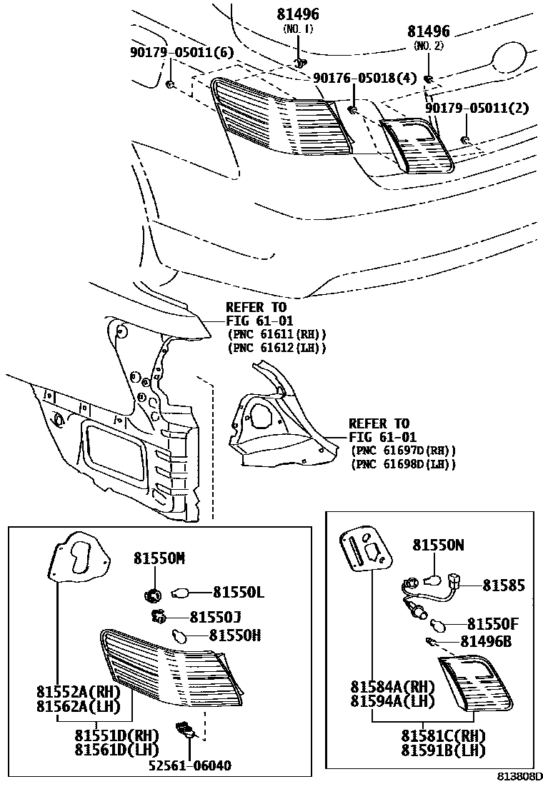 Toyota CAMRY 后组合灯 EPC diagram — 813808D
