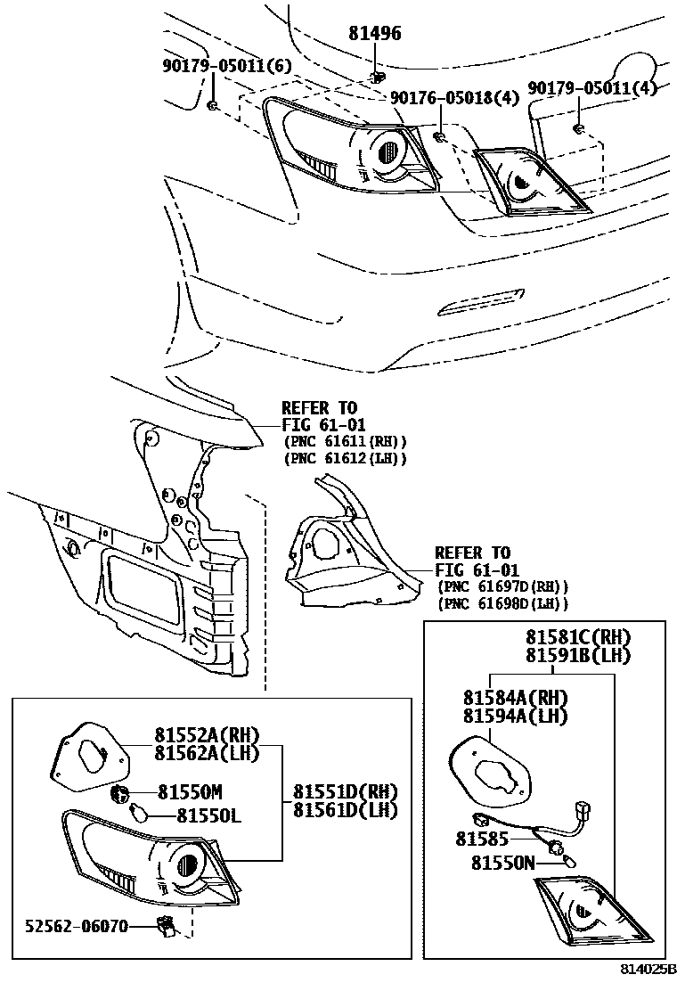 Toyota CAMRY 后组合灯 EPC diagram — 814025B